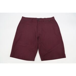 Travis‎ Mathew Mens 34 Burgundy Striped Performance Golf Shorts Stretch